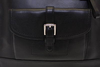 Black CHARLIE Saddle Leather Large Tote Bag