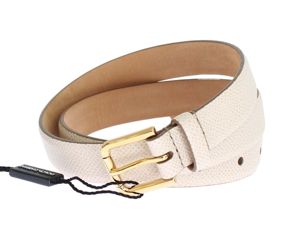 White Leather Gold Buckle Belt