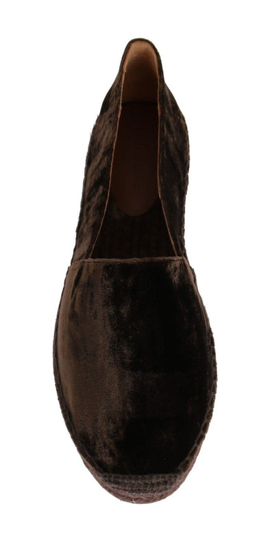 Brown Velvet Flats Espadrilles Shoes