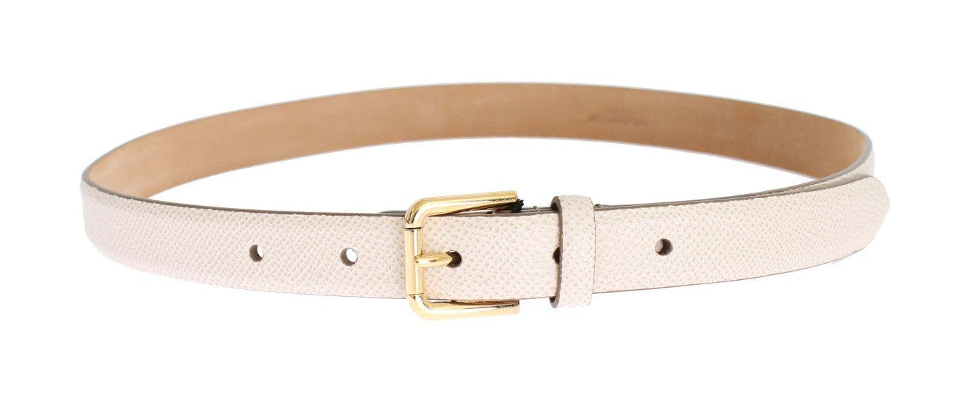 White Leather Gold Buckle Belt