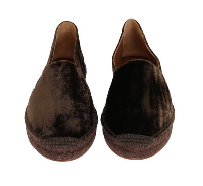 Brown Velvet Flats Espadrilles Shoes