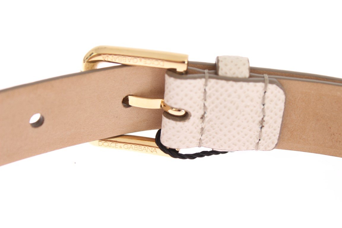 White Leather Gold Buckle Belt