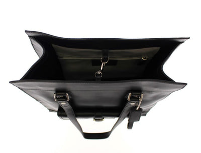 Black CHARLIE Saddle Leather Large Tote Bag