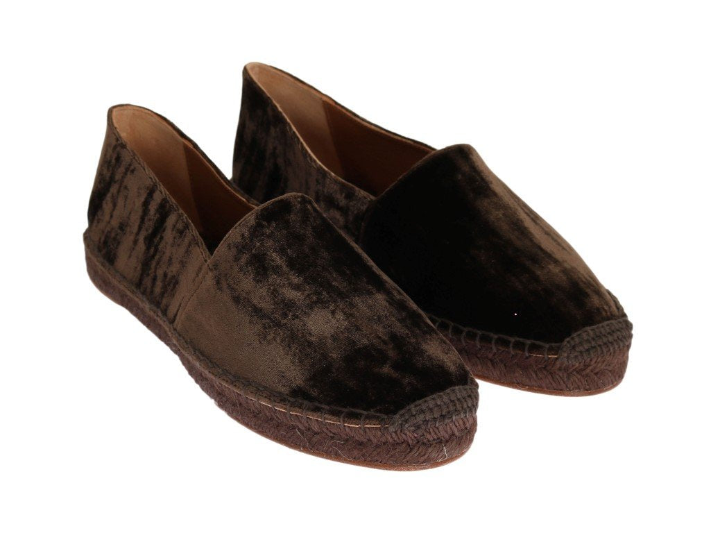Brown Velvet Flats Espadrilles Shoes