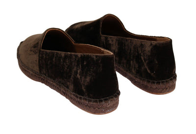Brown Velvet Flats Espadrilles Shoes
