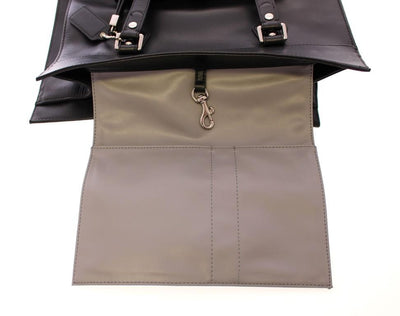 Black CHARLIE Saddle Leather Large Tote Bag