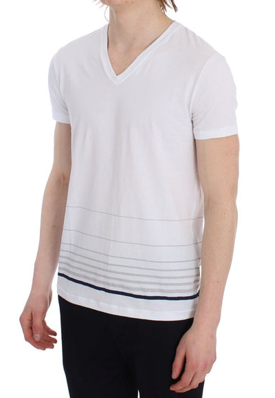 White Cotton Stretch V-neck Underwear T-shirt