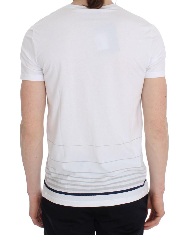 White Cotton Stretch V-neck Underwear T-shirt