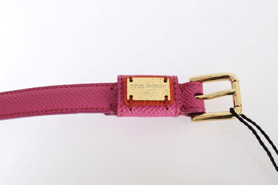 Orange Leather Gold Buckle Logo Waist Belt
