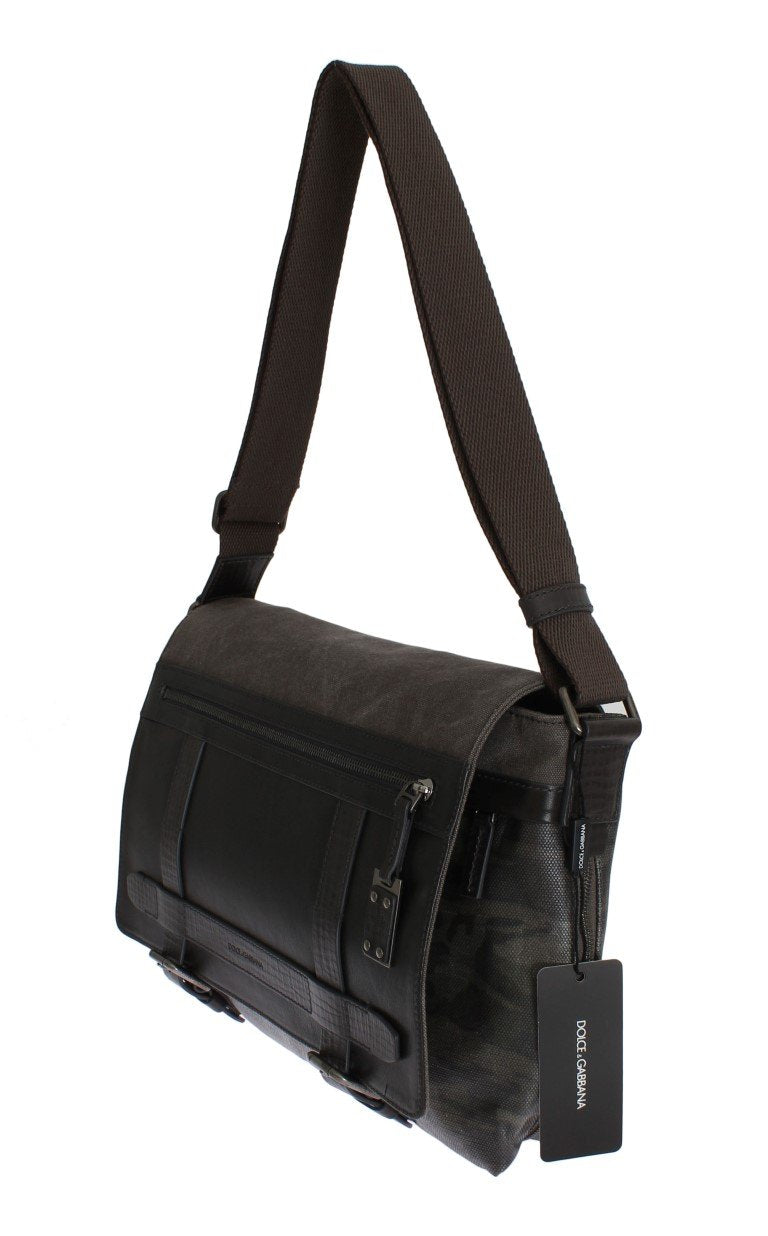 Brown Leather Military Camouflage Messenger Bag