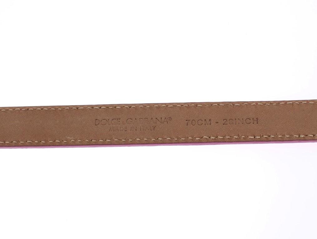 Orange Leather Gold Buckle Logo Waist Belt