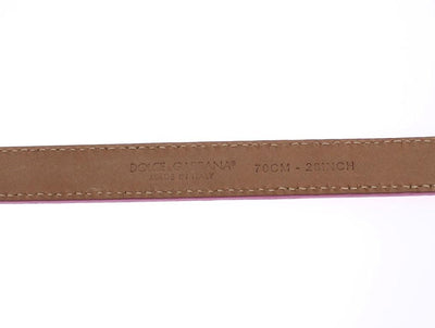 Orange Leather Gold Buckle Logo Waist Belt
