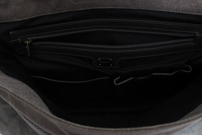 Brown Leather Military Camouflage Messenger Bag