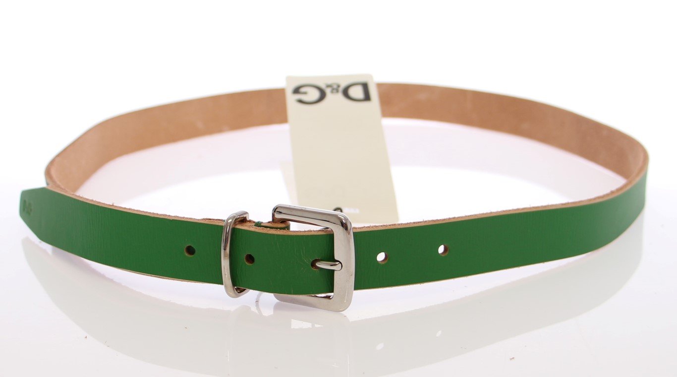 Green Leather Logo Belt