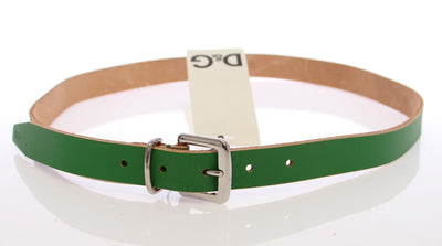 Green Leather Logo Belt