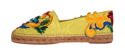 Yellow Brocade Crystal Espadrilles Shoes