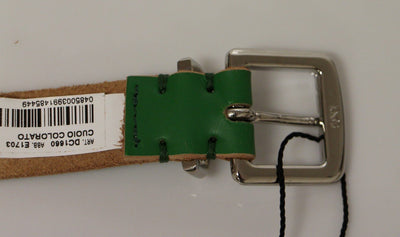 Green Leather Logo Belt