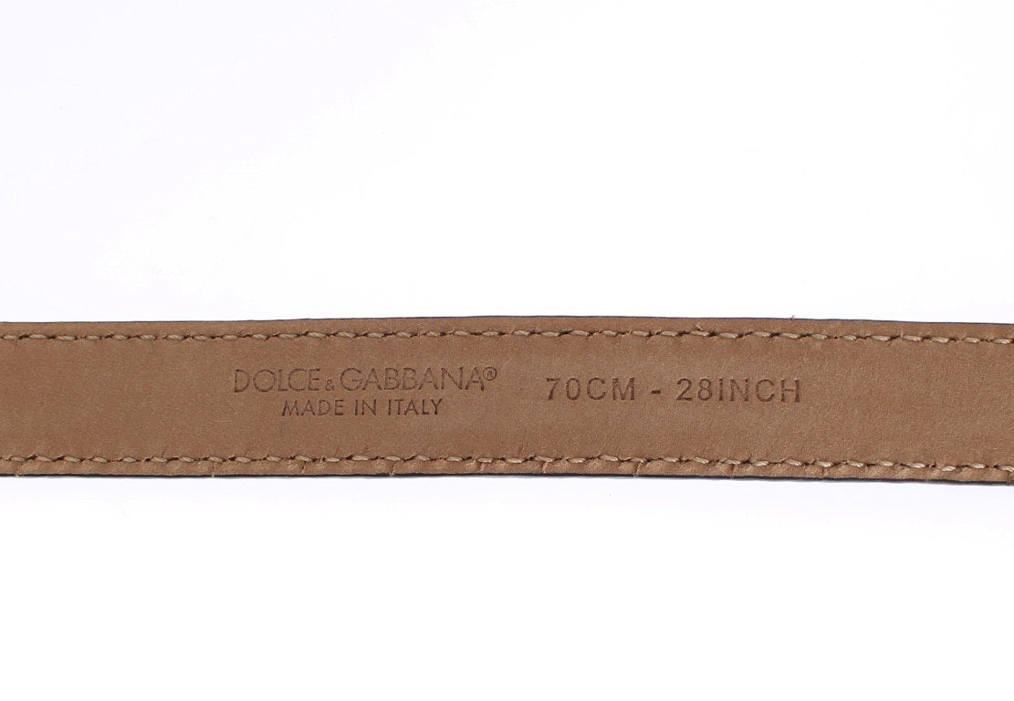 Black Leather Gold Buckle Logo Waist Belt
