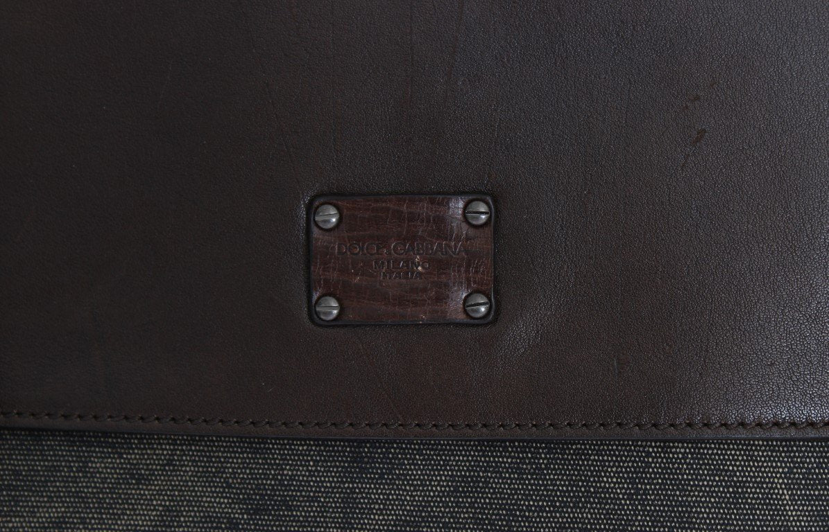 Brown Leather Canvas Shoulder Messenger Bag