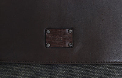 Brown Leather Canvas Shoulder Messenger Bag