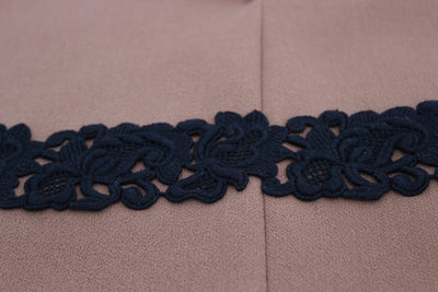 Brown Wool Stretch Black Lace Sweater