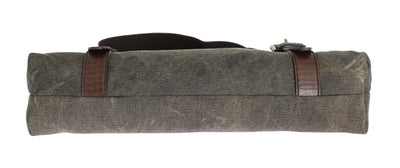 Brown Leather Canvas Shoulder Messenger Bag