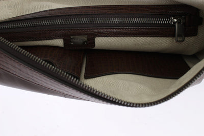 Brown Leather Canvas Shoulder Messenger Bag