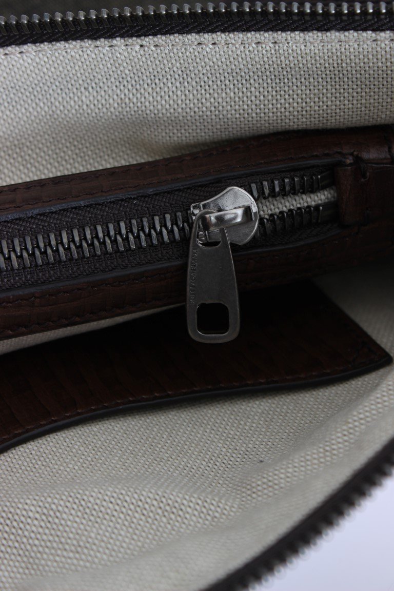 Brown Leather Canvas Shoulder Messenger Bag