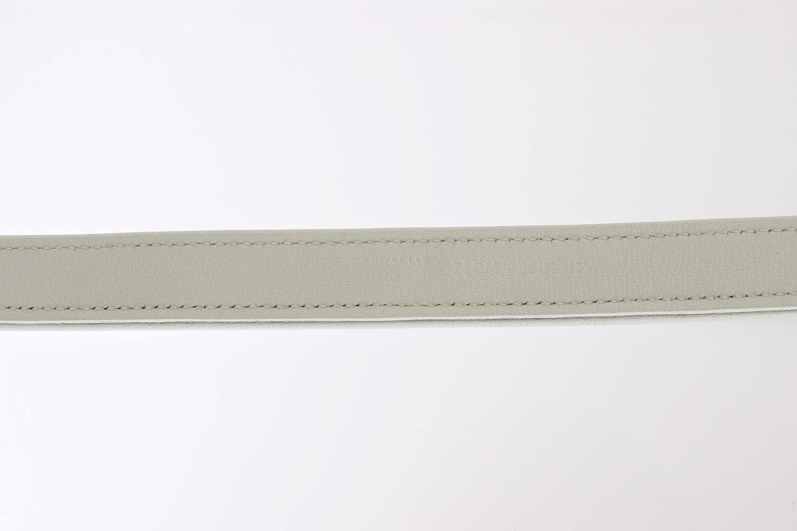 Black Leather Gold Buckle Logo Waist Belt