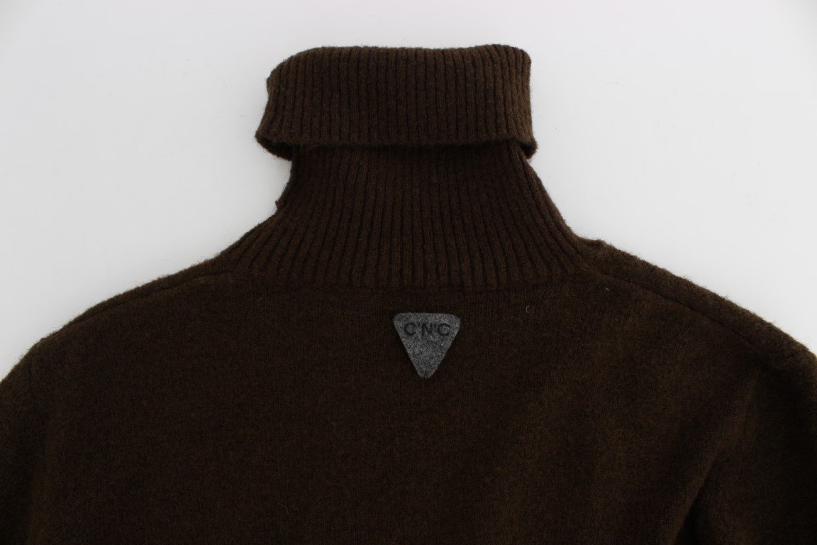 Brown Turtleneck Pullover Sweater