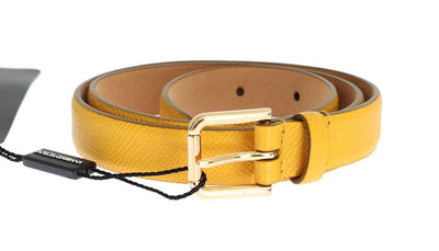 Yellow Leather Gold Buckle Belt