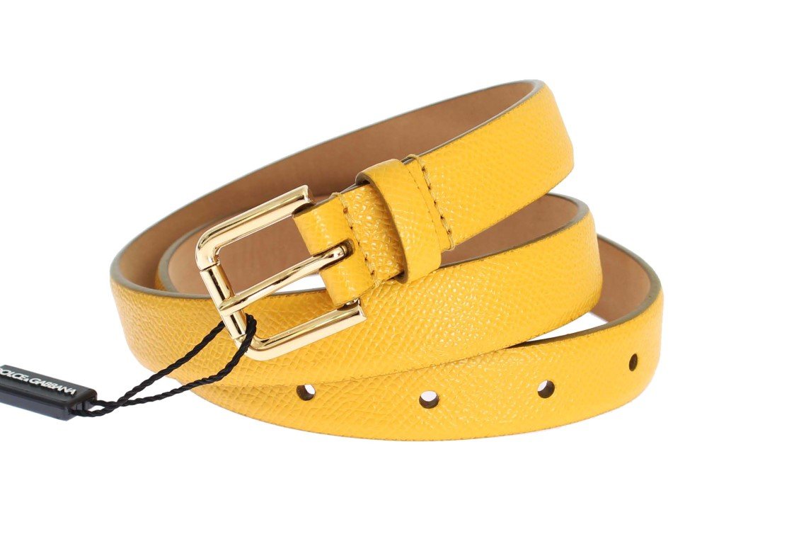 Yellow Leather Gold Buckle Belt