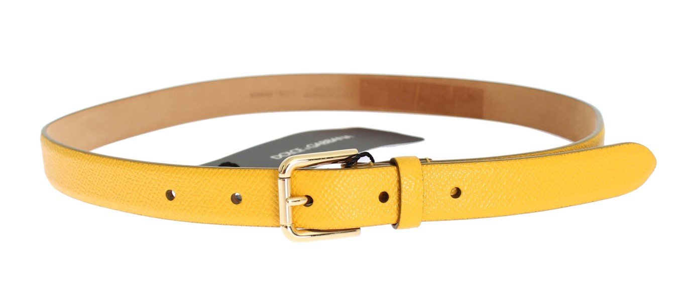 Yellow Leather Gold Buckle Belt