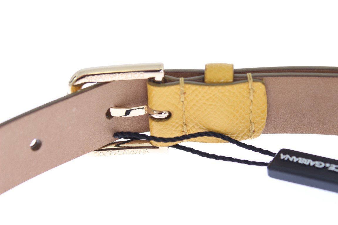 Yellow Leather Gold Buckle Belt