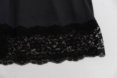 Black Silk Floral Lace Lingerie Top