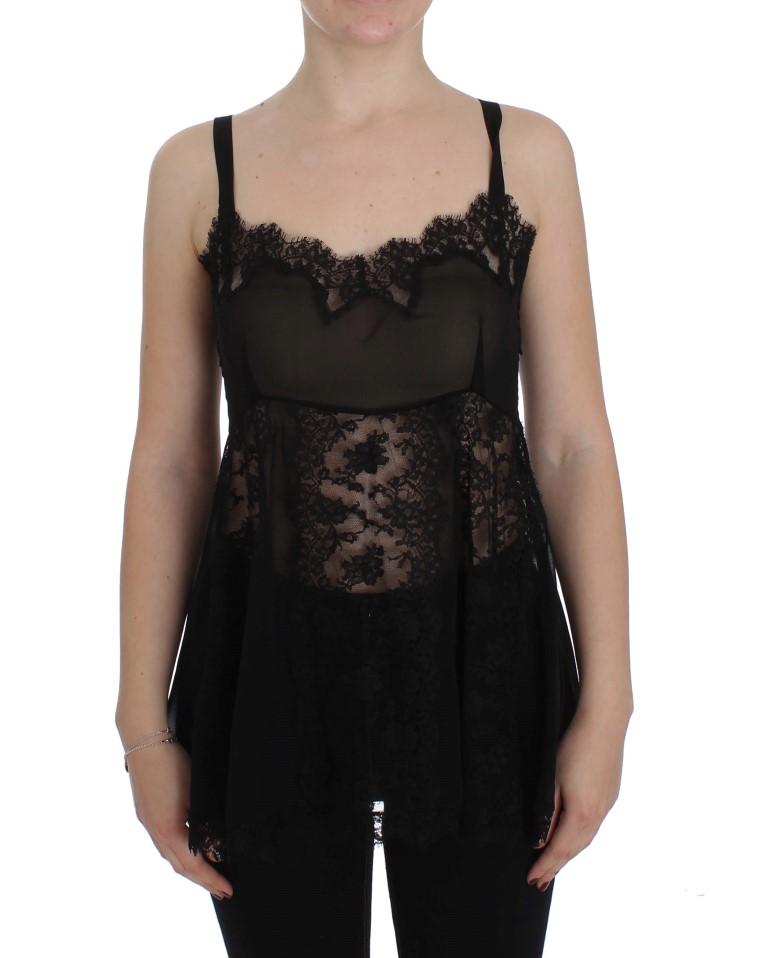 Black Silk Lace Lingerie Top