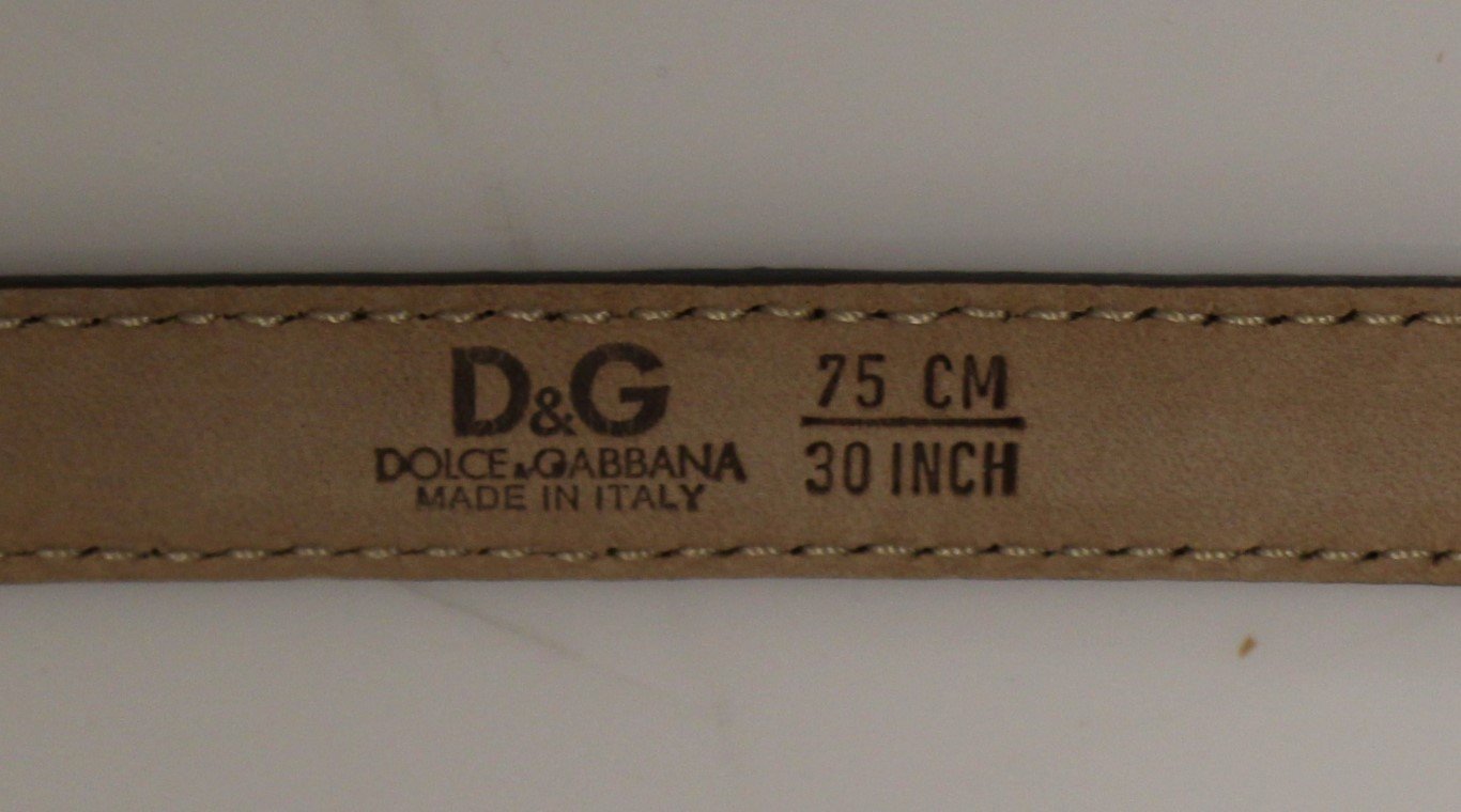 Gray Leather Logo Belt