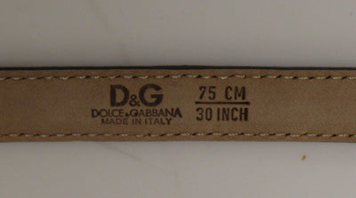 Gray Leather Logo Belt