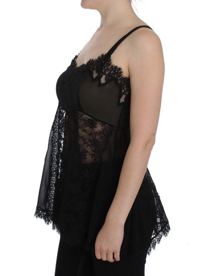 Black Silk Lace Lingerie Top