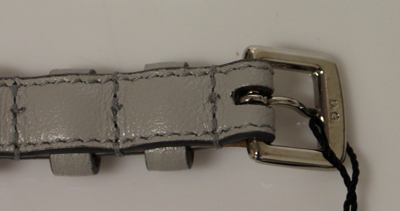 Gray Leather Logo Belt