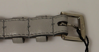 Gray Leather Logo Belt