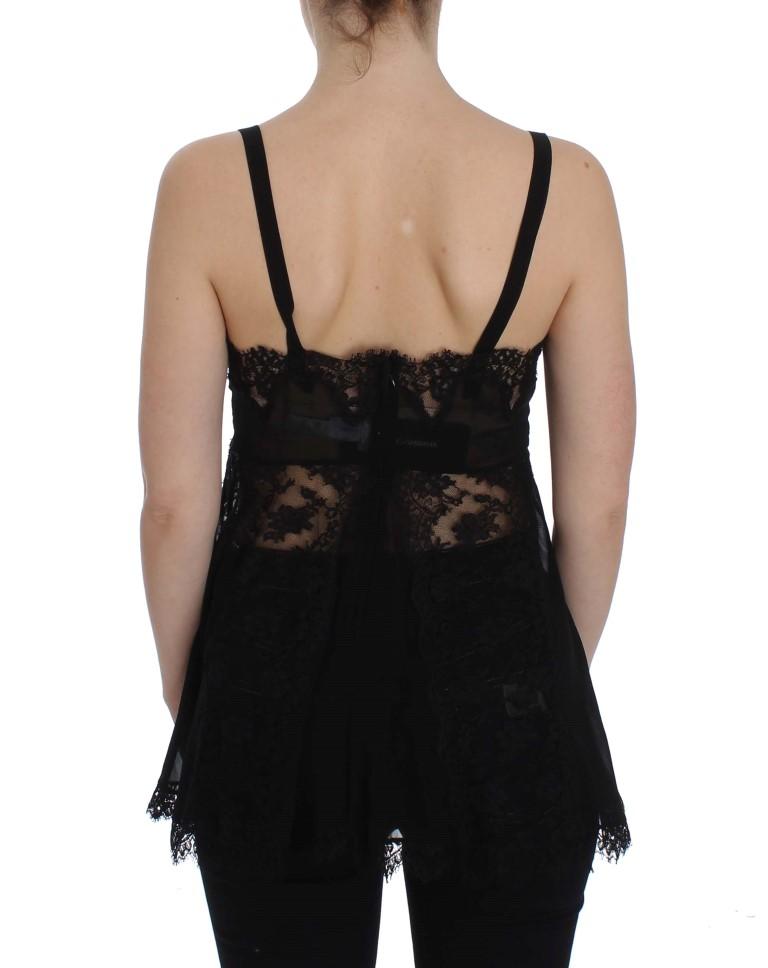 Black Silk Lace Lingerie Top