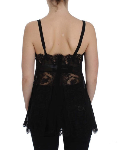 Black Silk Lace Lingerie Top