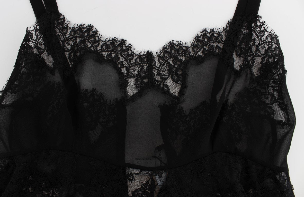 Black Silk Lace Lingerie Top