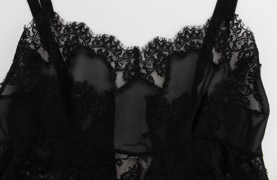 Black Silk Lace Lingerie Top