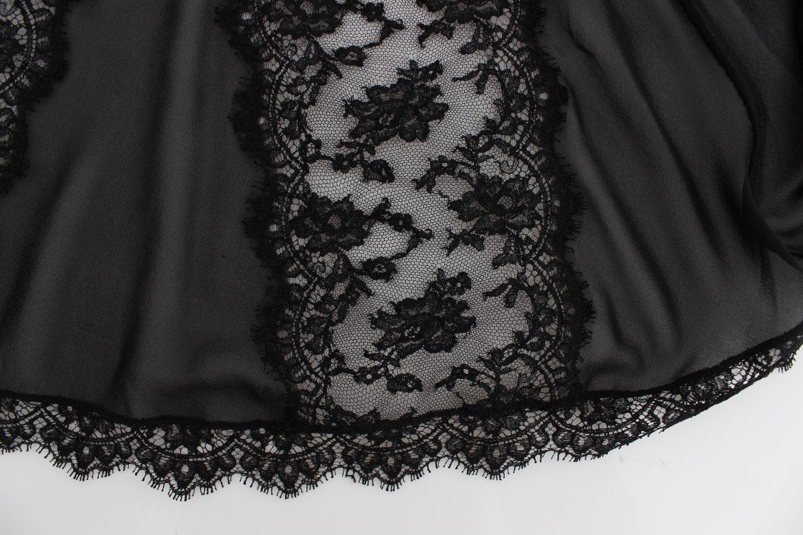 Black Silk Lace Lingerie Top