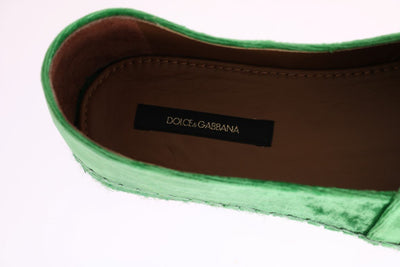 Green Velvet Crystal Espadrilles Shoes