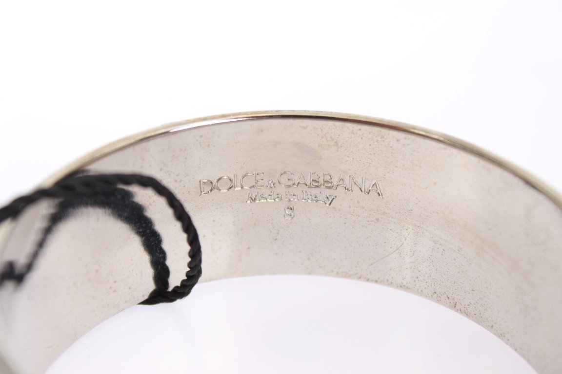 Silver Leather Brass Bangle Bracelet