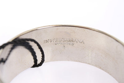 Silver Leather Brass Bangle Bracelet
