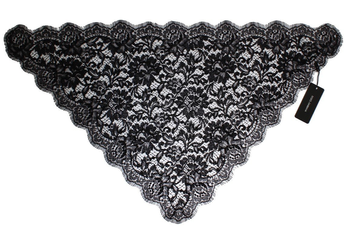 Black Floral Lace Scarf